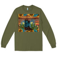 Army Green boot cactus sunflower gemstone Long Sleeve Tee - AdoDesignShop