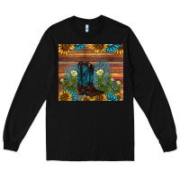 Black boot cactus sunflower gemstone Long Sleeve Tee - AdoDesignShop