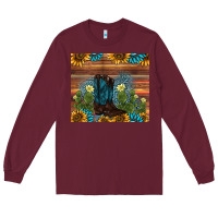 Burgundy boot cactus sunflower gemstone Long Sleeve Tee - AdoDesignShop