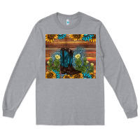 Heather Grey boot cactus sunflower gemstone Long Sleeve Tee - AdoDesignShop