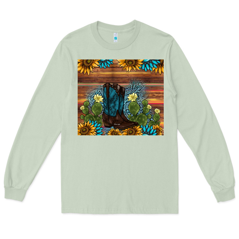 Boot Cactus Sunflower Gemstone Long Sleeve Tee by AdoDesignShop | Teevron