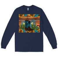 Navy boot cactus sunflower gemstone Long Sleeve Tee - AdoDesignShop