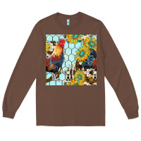 Chestnut western rooster seamless pattern Long Sleeve Tee - BundleAndBundleShop