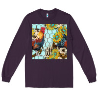 Plum western rooster seamless pattern Long Sleeve Tee - BundleAndBundleShop