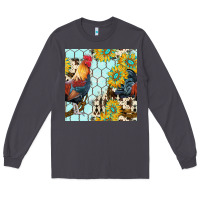 Smoke western rooster seamless pattern Long Sleeve Tee - BundleAndBundleShop