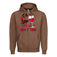 Chestnut oh sip it's a girl's trip Zipper Hoodie - MaliasSmallBusiness