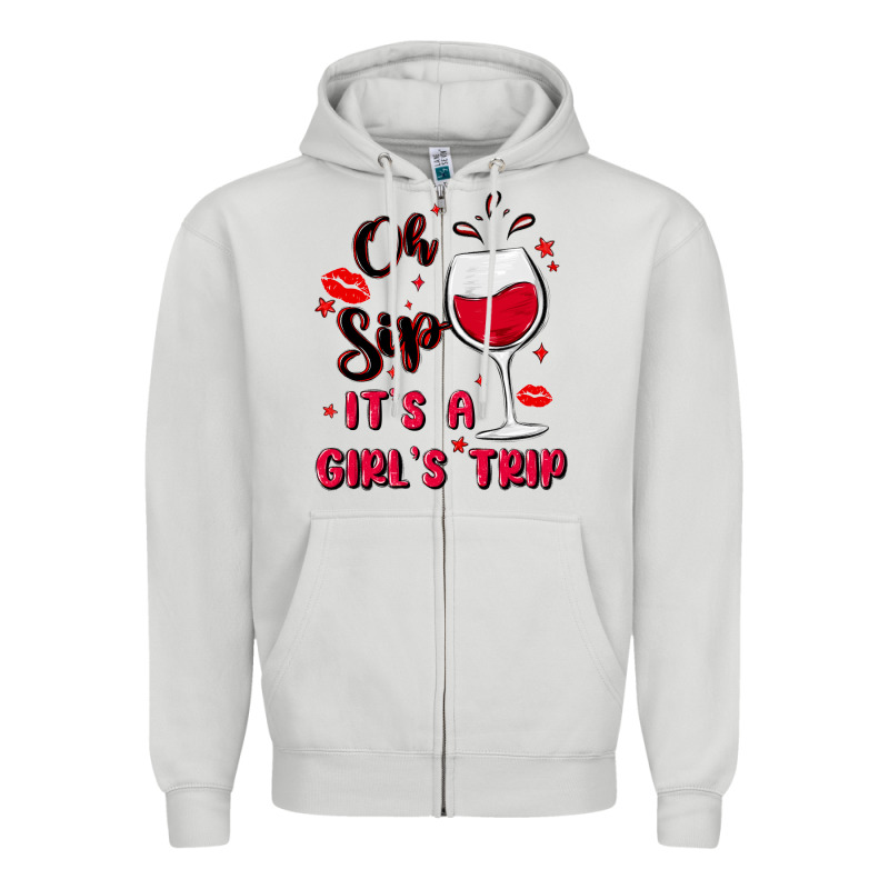 Oh Sip It's A Girl's Trip Zipper Hoodie by MaliasSmallBusiness | Teevron