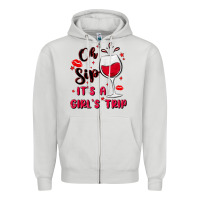Dove Grey oh sip it's a girl's trip Zipper Hoodie - MaliasSmallBusiness