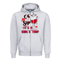 Heather Grey oh sip it's a girl's trip Zipper Hoodie - MaliasSmallBusiness