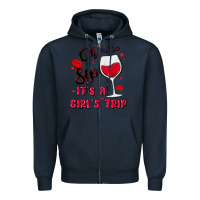 Navy oh sip it's a girl's trip Zipper Hoodie - MaliasSmallBusiness