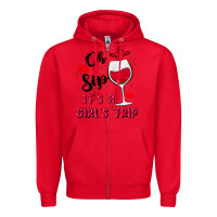 Red oh sip it's a girl's trip Zipper Hoodie - MaliasSmallBusiness