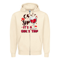 Sandshell oh sip it's a girl's trip Zipper Hoodie - MaliasSmallBusiness