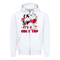 White oh sip it's a girl's trip Zipper Hoodie - MaliasSmallBusiness