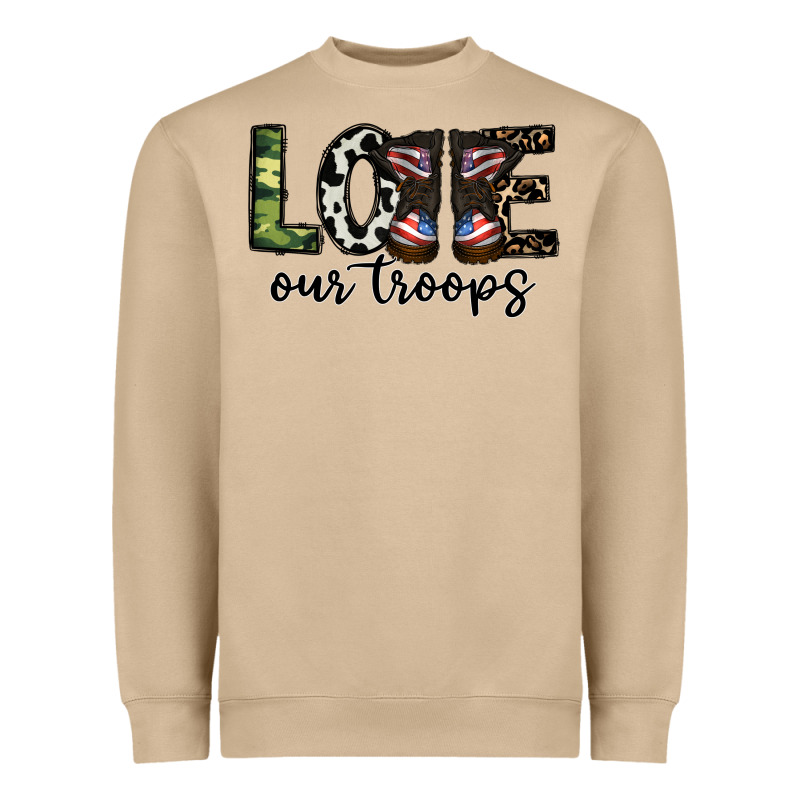 Love Our Troops Heavyweight Sweatshirt by CowhideDigitalArt | Teevron