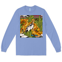 Colony Blue western bull skull seamless pattern Long Sleeve Tee - BundleAndBundleShop
