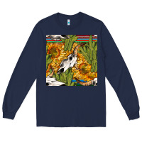 Navy western bull skull seamless pattern Long Sleeve Tee - BundleAndBundleShop