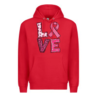 Red Western Breast Cancer Love Premium Hoodie - RanaPortraitStore