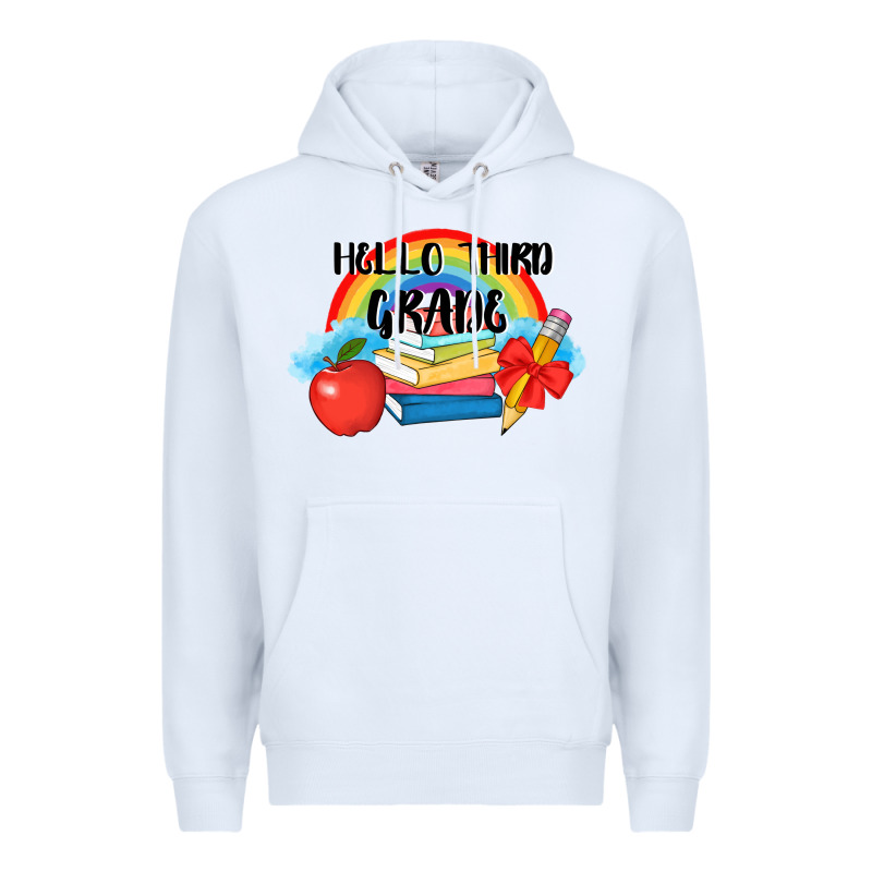 Back To School Hello Third Grade 3200x2400 Premium Hoodie by AdoDesignShop | Teevron