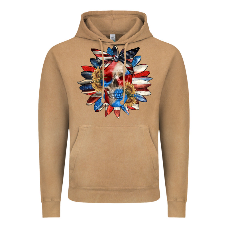 4th Of July Sunflower Skull 4th Of July Vintage Hoodie by CowGirlArtShop | Teevron