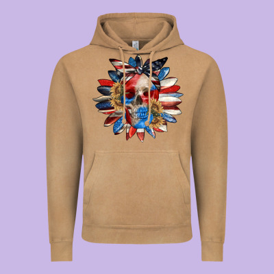 4th Of July Sunflower Skull 4th Of July Vintage Hoodie Designed By Cowgirlartshop