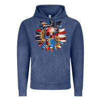 Vintage Denim 4th of July sunflower skull 4th of july Vintage Hoodie - CowGirlArtShop