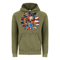 Vintage Olive 4th of July sunflower skull 4th of july Vintage Hoodie - CowGirlArtShop