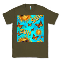 Army Green sun with butterfly seamless pattern Classic Tee - BundleAndBundleShop