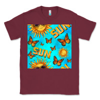 Burgundy sun with butterfly seamless pattern Classic Tee - BundleAndBundleShop