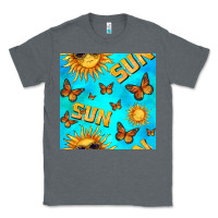Charcoal Heather sun with butterfly seamless pattern Classic Tee - BundleAndBundleShop