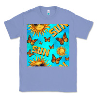 Colony Blue sun with butterfly seamless pattern Classic Tee - BundleAndBundleShop