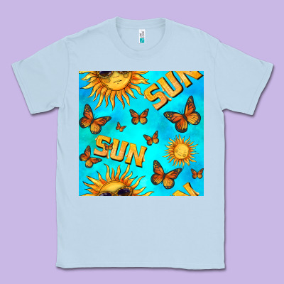 Sun With Butterfly Seamless Pattern Classic Tee Designed By Bundleandbundleshop