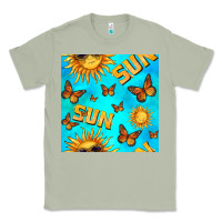 Matcha sun with butterfly seamless pattern Classic Tee - BundleAndBundleShop