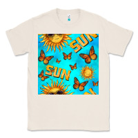 Natural sun with butterfly seamless pattern Classic Tee - BundleAndBundleShop