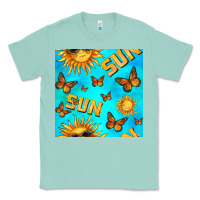 Seafoam sun with butterfly seamless pattern Classic Tee - BundleAndBundleShop