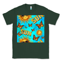 Sports Green sun with butterfly seamless pattern Classic Tee - BundleAndBundleShop