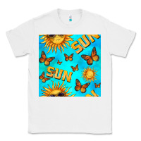 White sun with butterfly seamless pattern Classic Tee - BundleAndBundleShop