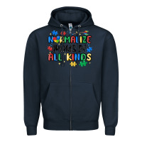 Navy normalize minds of all kinds Zipper Hoodie - MaliasSmallBusiness