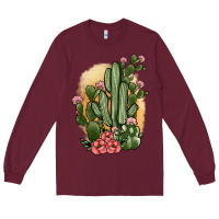 Burgundy cactus Long Sleeve Tee - JahusDesignShop