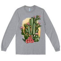 Heather Grey cactus Long Sleeve Tee - JahusDesignShop