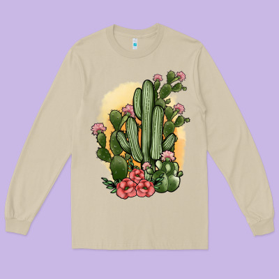 Cactus Long Sleeve Tee Designed By Jahusdesignshop
