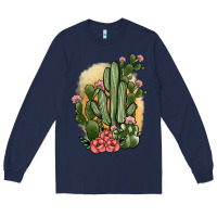 Navy cactus Long Sleeve Tee - JahusDesignShop