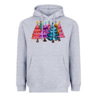 Heather Grey christmas trees and lights Heavyweight Hoodie - MaliasSmallBusiness