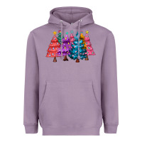 Lavender christmas trees and lights Heavyweight Hoodie - MaliasSmallBusiness