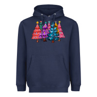 Navy christmas trees and lights Heavyweight Hoodie - MaliasSmallBusiness
