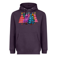 Plum christmas trees and lights Heavyweight Hoodie - MaliasSmallBusiness