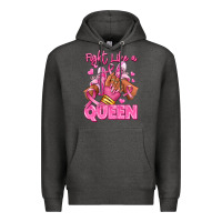 Charcoal Heather Survivor queen Breast Cancer afro girl sneakers Premium Hoodie - RanaPortraitStore