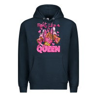 Navy Survivor queen Breast Cancer afro girl sneakers Premium Hoodie - RanaPortraitStore