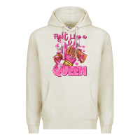 Oatmeal Heather Survivor queen Breast Cancer afro girl sneakers Premium Hoodie - RanaPortraitStore