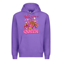 Purple Survivor queen Breast Cancer afro girl sneakers Premium Hoodie - RanaPortraitStore