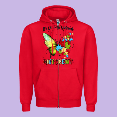 It's Ok To Be Different Zipper Hoodie Designed By Maliassmallbusiness